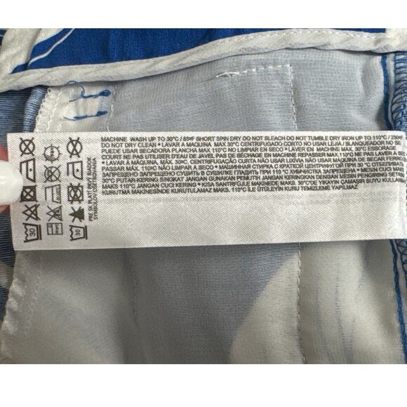 MANGO Tropical Print Flowy Wide Leg Trousers Blue and White Size XS - Picture 8 of 14